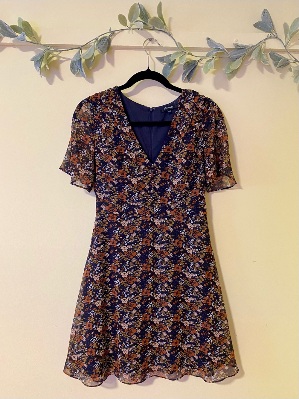 Madewell Flutter Sleeve Autumnal Floral Dress